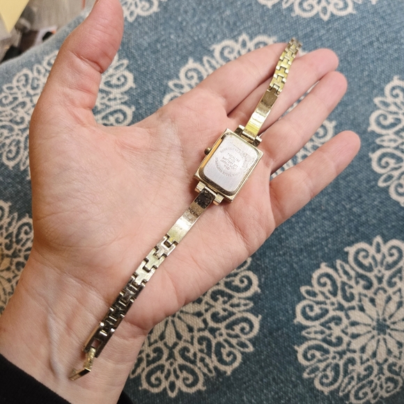 Vintage Gold Rhinestone Rectangular Watch - Picture 8 of 9